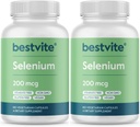 BESTVITE Sélénium 200mcg (360 Capsules végétariennes) (2-Pack) - Pas de stéarates - Pas d'agents de débit - Vegan - Non-OGM - Sans gluten