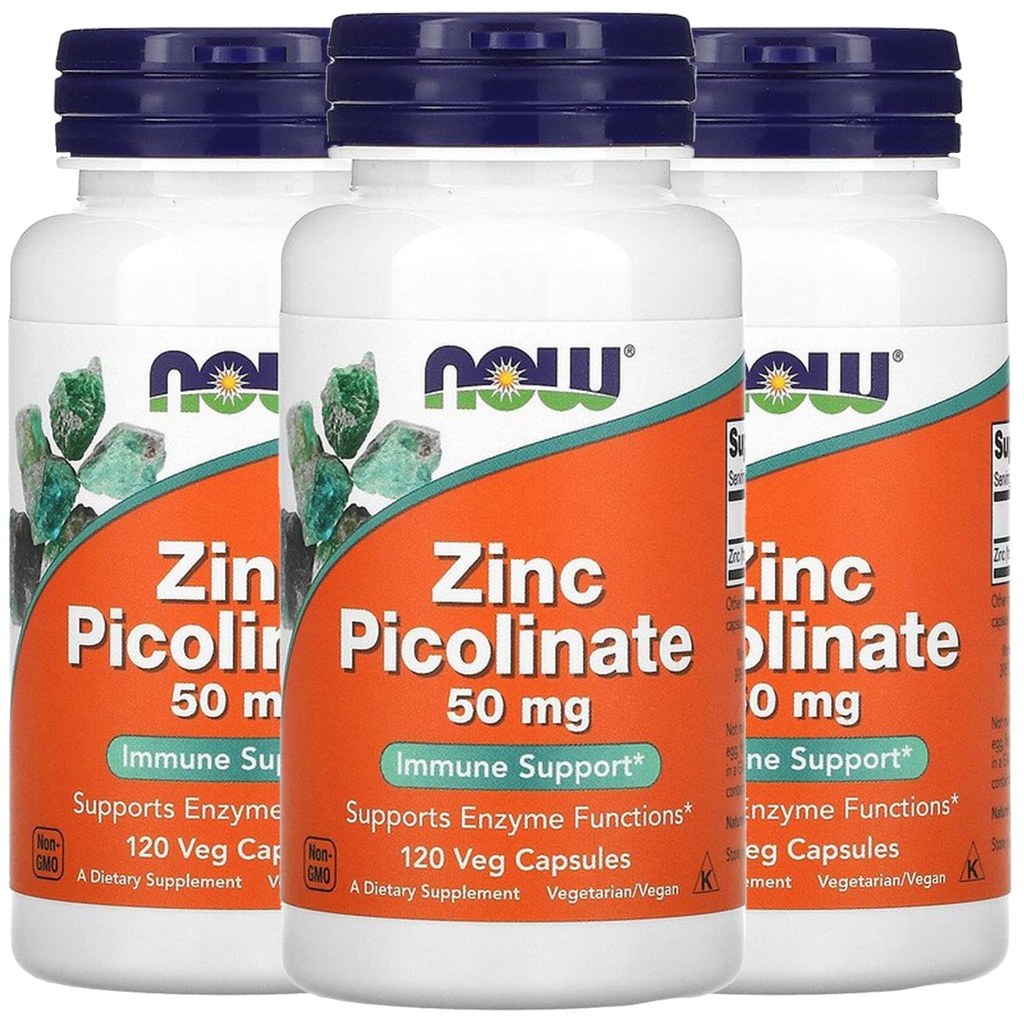 Nourriture maintenant Nourriture Picolinate de zinc, 50 mg, 120 capsules de légumes, 3 boîtes