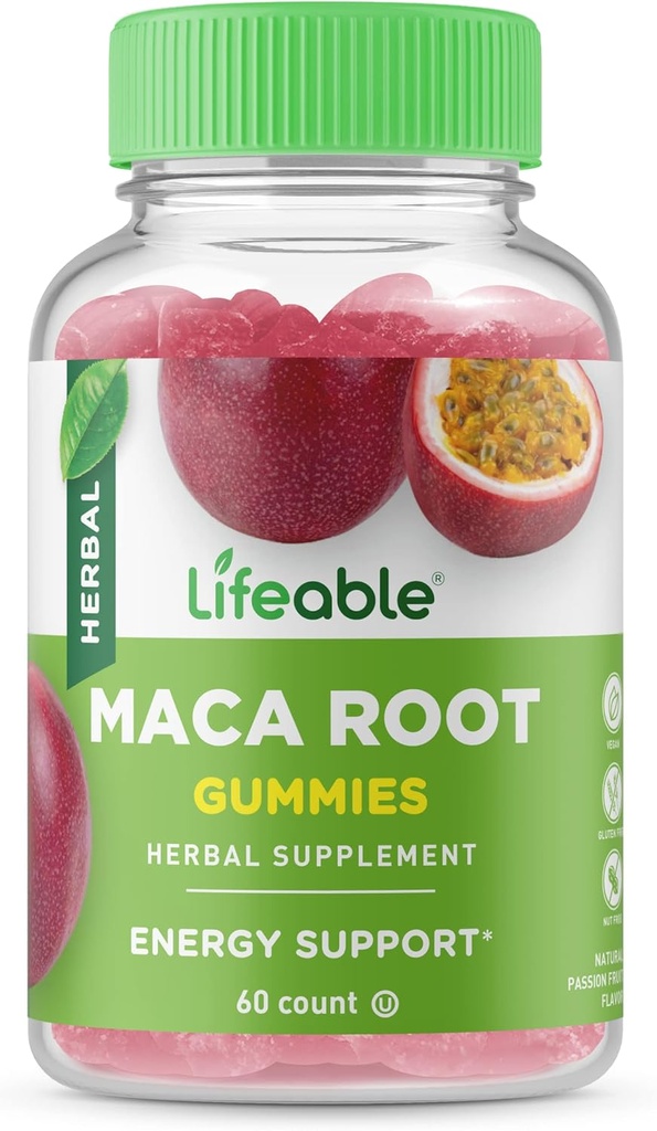 Lifeable Maca Root Gummies | 50mg Maca Root for Women and Men | Great Tasting Maca Supplement | for Energy Support | Vegetarian Maca Gummies for Women and Men | 60 Gummies