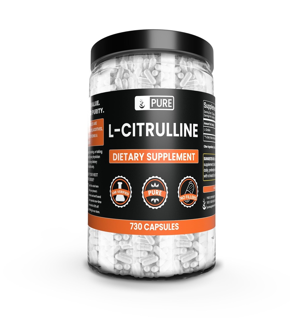 Reine Original Zutaten L-Citrulline Keine Magnesium- oder Reisfüller, Immer rein, Lab verifiziert (730 Kapsel)