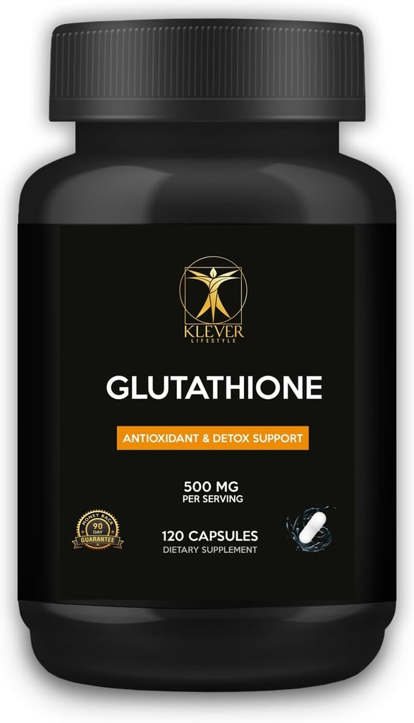 Klever Lifestyle | Glutathione | Antioxidante Ergänzung | Unterstützt Zelluläre Gesundheit, Entgiftung, Gewebereparatur und Immunfunktion | 120 Kapseln | 500mg pro Servieren