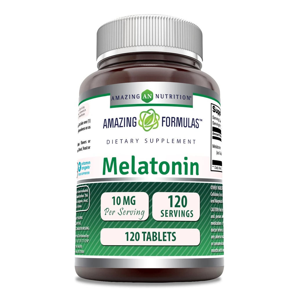 Formules étonnantes Melatonin 10 Mg Supplément de comprimés (en anglais seulement) Non-GMO (en anglais seulement) Sans gluten (en anglais seulement)