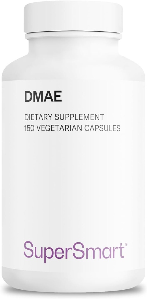 Supersmart - DMAE Supplement 390mg pro Tag (Dimethylaminoethanol) - von DMAE Bitartrate - Choline Production | Non-GMO & Gluten Free - 150 Vegetarische Kapseln