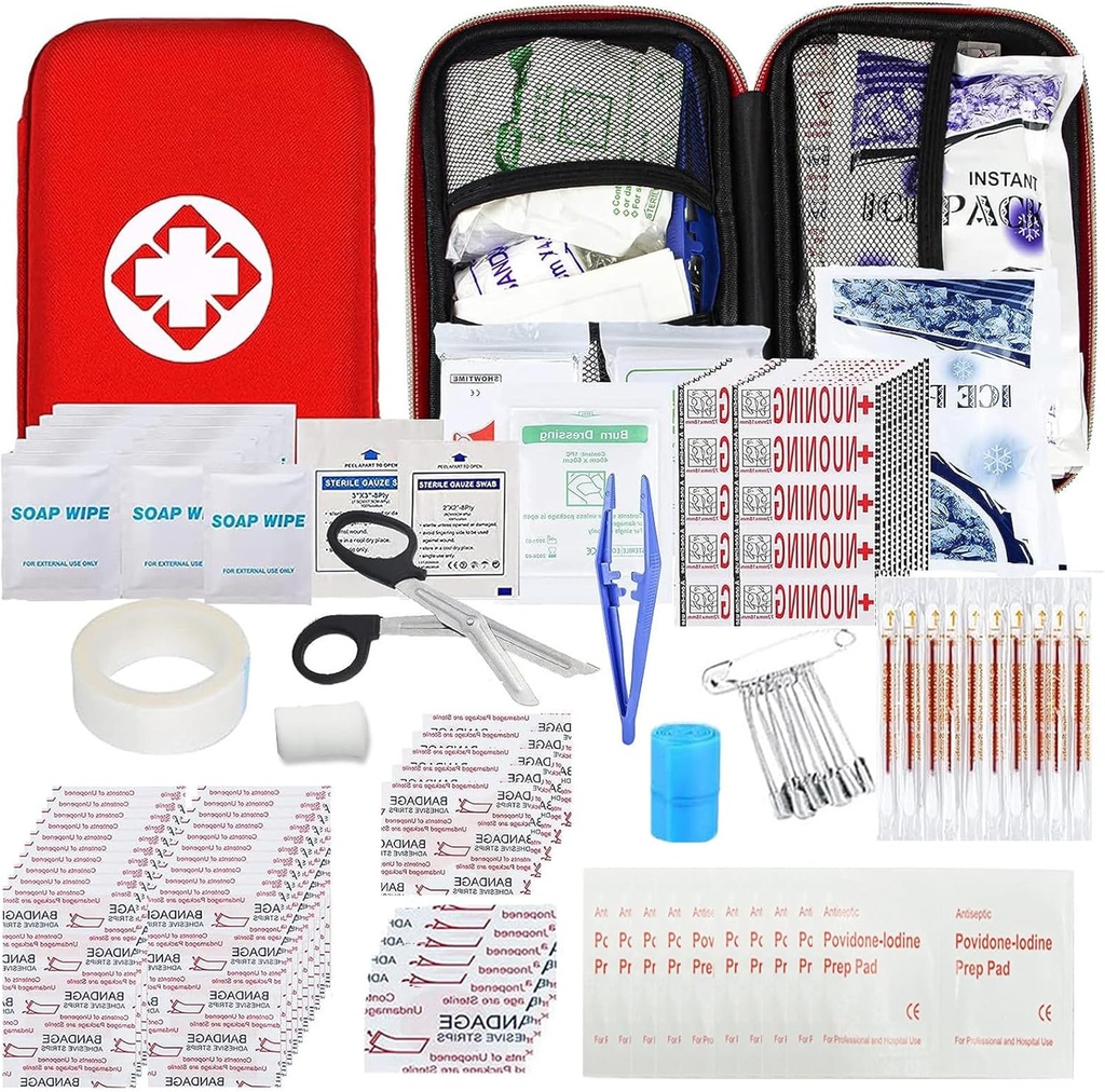 Trousses de premiers soins de voiture 275Pcs Survival Gear Accueil Voyage Taille Petit Kit d'urgence Randonnée tactique EVA Camping Essentiels Sac à dos Sports Bureau Bateau Accident urgent