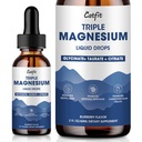 Glycinat de magnésium gouttes liquides avec Taurate et Citrate, supplément de magnésium pour le sommeil, le calme et la relaxation, avec potassium et oméga-3, formule d'absorption élevée, Blueberry Flavor, 2 Fl Oz