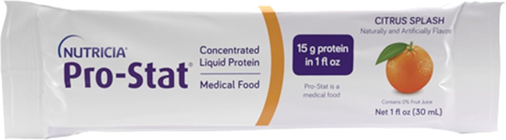 Nutricia Pro-Stat sans sucre Citrus Splash - 1 oz Packets, Pack de 96 - Haute Proteine, Prêt-à-Boire des aliments médicaux pour le soin des plaies, la perte musculaire et la malnutrition