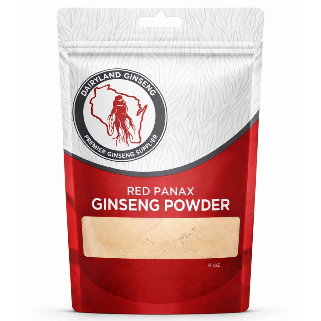 Red Panax Ginseng Powder with Natural Ginsenosides (4 oz)- Supports Healthy Energy, Vitality, Mood and More, Korean Panax Ginseng Root Powder for Smoothies, Coffee or Drinks (1 Pack)