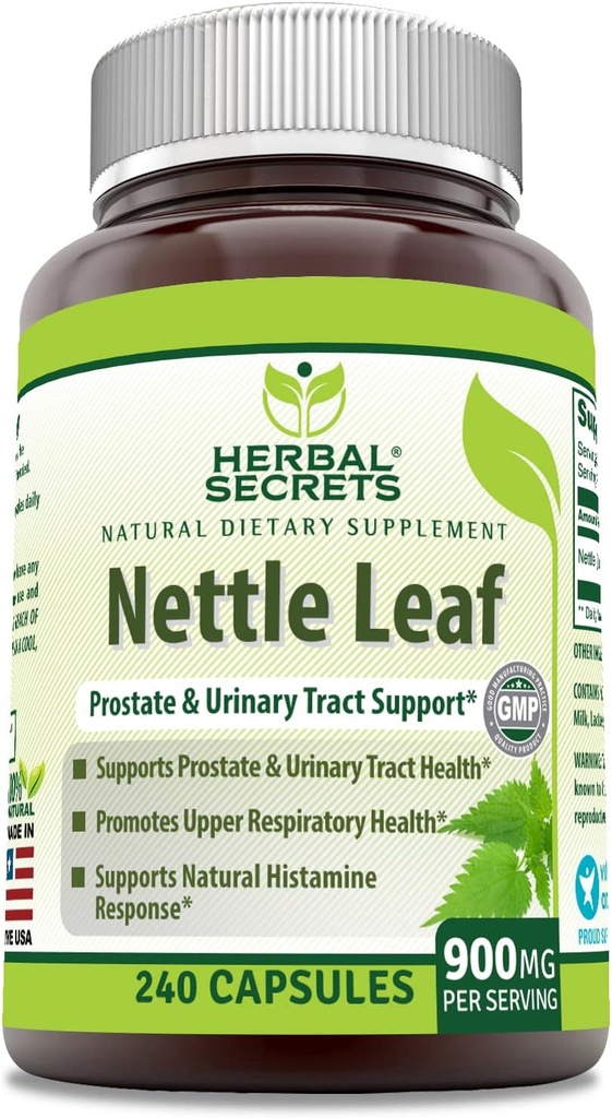 Herbal Secrets Nettle Leaf 900 Mg Pro Servieren 240 Kapseln Ergänzung - Unterstützt Urinary Tract und Prostata -Supports Upper Respiratory Health