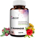 Dainova D Mannose 1350mg avec Cranberry I D-Mannose Capsules pour la prévention de l'ITU, le soutien du trac urinaire, la santé du trac urinaire pour les femmes et le nettoyage. W/Hibiscus & Dandelion, 120 gélules de Veggie