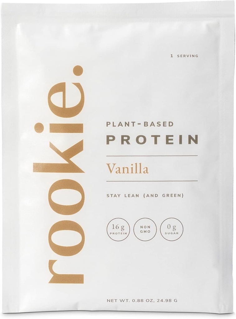 Rookie Wellness Plant-Based Probiotic Protein - Bio Pea Protein Pulver mit vollständigem Aminosäureprofil, Gut-Healthy Prebiotics & Probiotics, & Über 25 Vitamine & Minerals (10 Sachets, Vanilla)