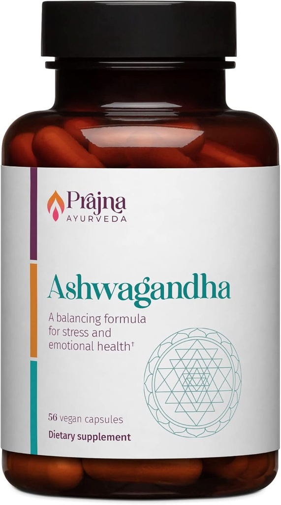 Le Dr ChaudharyS Prajna Ayurveda Ashwagandha est une formule d'équilibre qui aide à calmer l'esprit et le corps, à contrôler le stress Cravates, moduler le cortisol, soutenir l'équilibre hormonal, végétalien, sans gluten, biologique