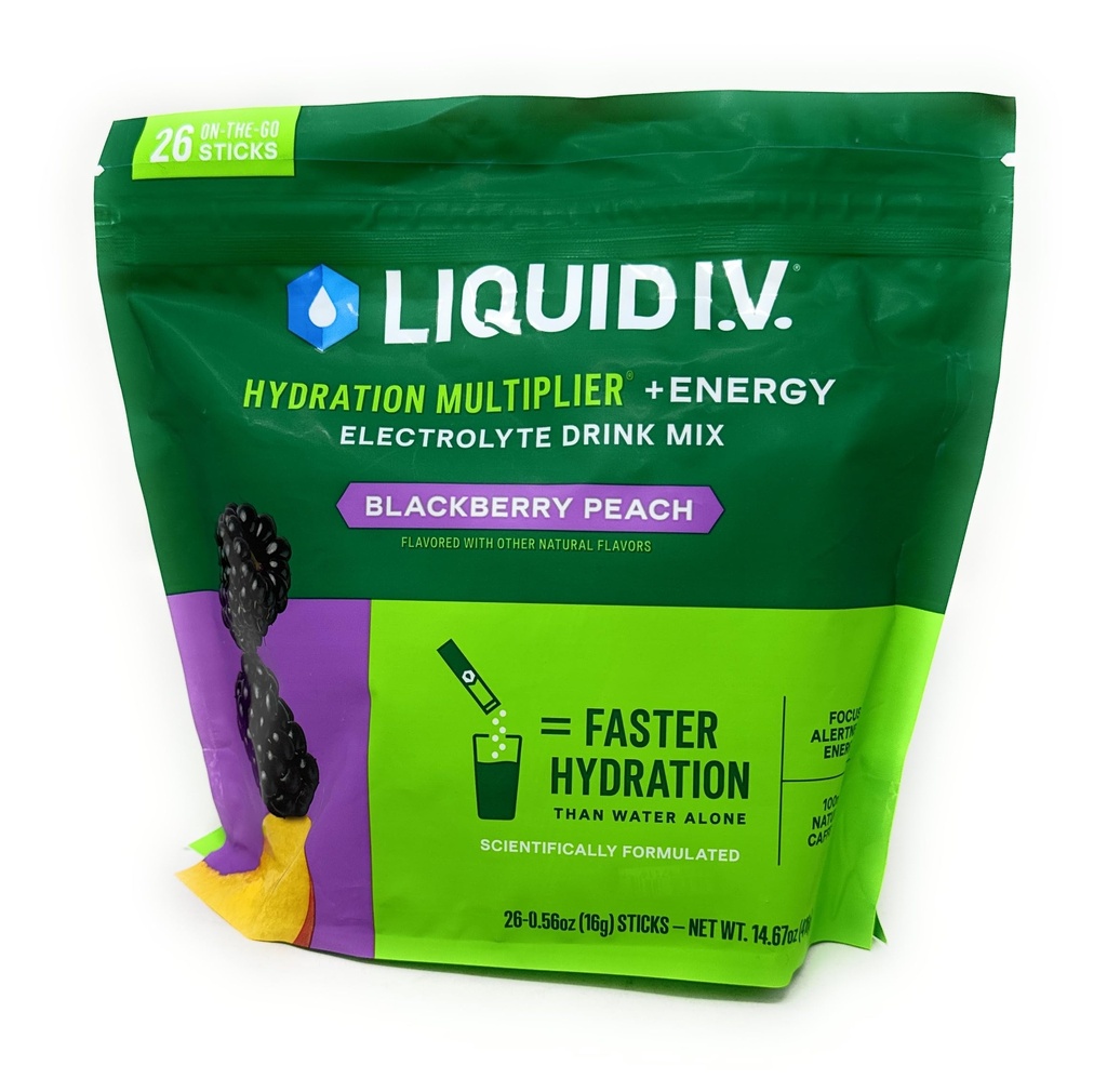 Multiplieur d'hydratation I.V. liquide + mélange de boisson énergétique, BlackBerry Peach (26 pack)