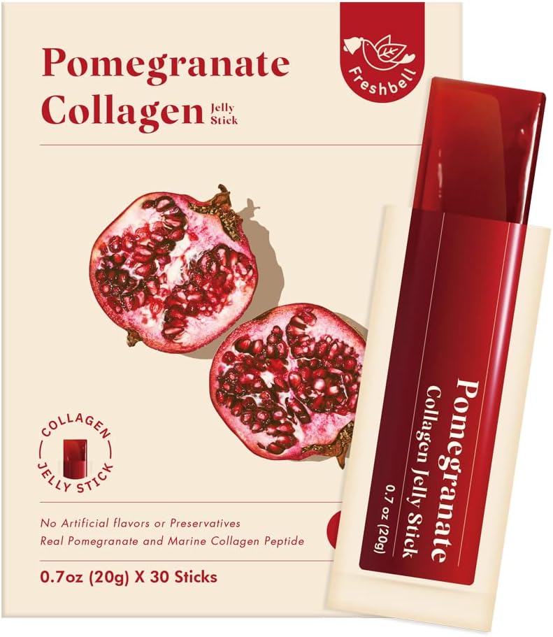 Granatapfel Collagen Jelly Stick (20g x 30 Sticks) Marine Collagen Peptide mit 100% Real Spanien Granatapfel - keine künstlichen Aromen - keine Konservierungsstoffe - kein hinzugefügter Zucker - einfach zu absorbieren