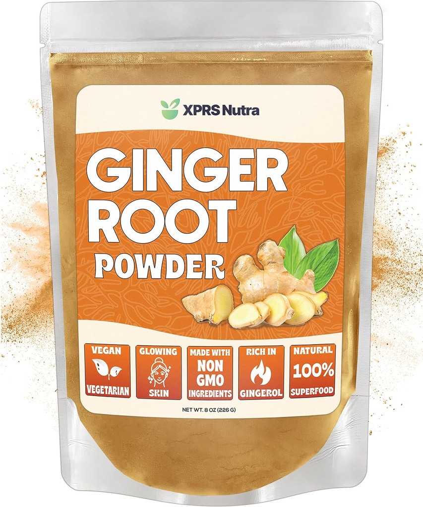 XPRS Nutra Ginger Powder - Premium Ground Ginger Root Powder mit Potent Spicy Flavor - Ground Ginger Powder - Vegan Friendly Sustainable Grown Powder Ginger (8 Unze)