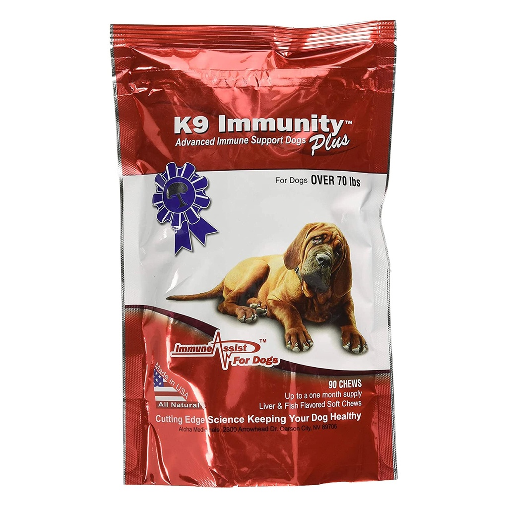 Aloha Médicament - K9 Immunity Plus - Potent Immune Booster pour chiens de plus de 70 livres - 90 chews doux