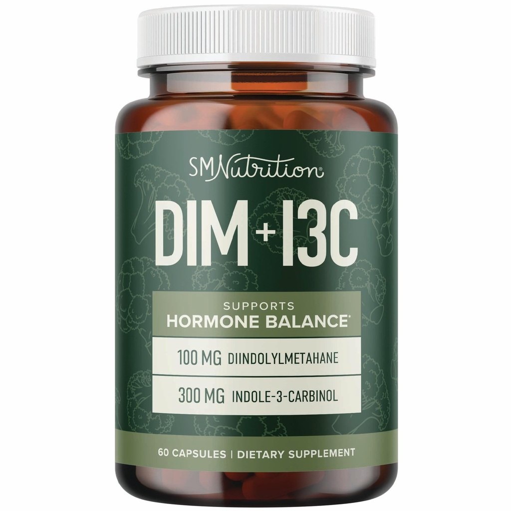 DIM & Indole 3 Carbinol für Hormon Balance für Frauen und Männer | I3C Complex | Estrogen Balance, Menopause Ergänzungen für Frauen Gesundheit, Antioxidantien | Vegan, Non-GMO, Gluten-Free | SMNutrition |60 Ct.