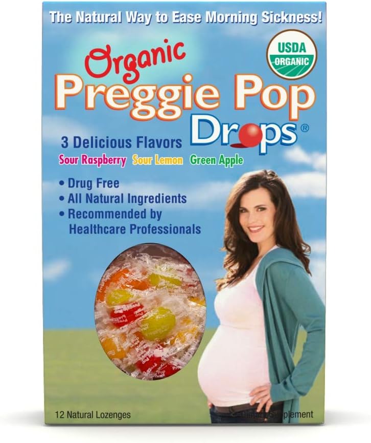Bio Preggie Tropfen | 12 Tropfen Jede | Morgen Krankheit während der Schwangerschaft | Sicher für schwangere Mutter & Baby | Gluten Free | 3 Geschmacksrichtungen: Zitronen, Himbeer & Grün Apfel