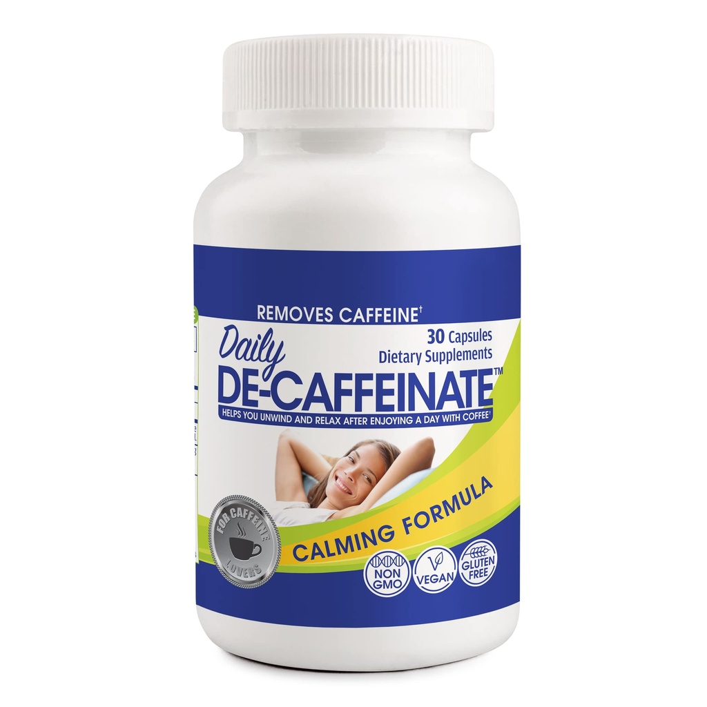 Daily De-Caffeinate: Advanced Caffeine Eliminator Supplement – Natural Acting Non-Addictive Formula, die Entspannung und tiefen, restful Sleep unterstützt