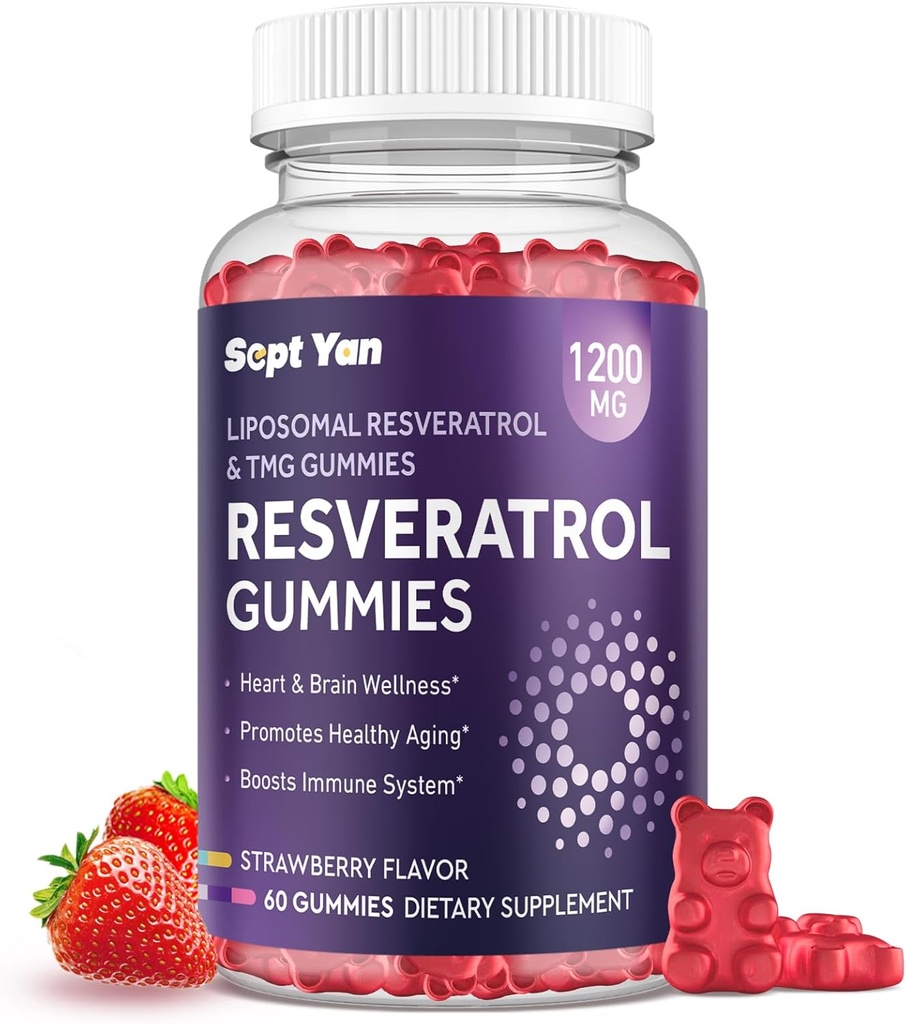 Liposomal NAD Resveratrol Ergänzung Gummie 1200mg mit NAD+, Quercetin, TMG, Pterostilbene, Rotweinextrakt, Antioxidans, Gesundes Altern, Cellular Repair, Energy, Brain Function - 60 Gummis