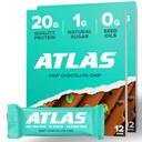 Atlas Protein Bar, 20g Protein, 1g Zucker, Saubere Zutaten, Glutenfrei, Minze Schokolade Chip (12 Zähler, Packung von 2)