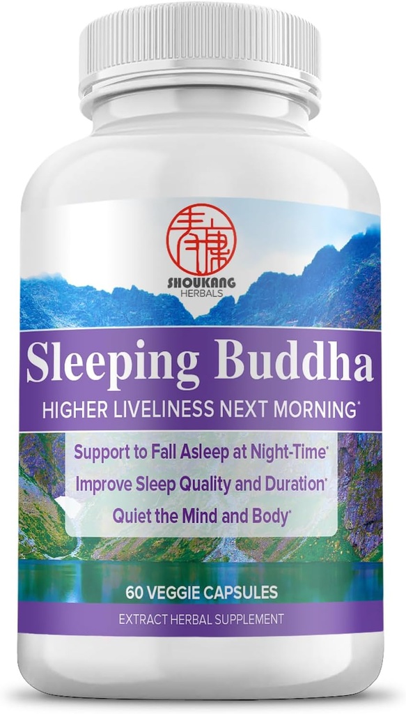 Kräuter Chinesische Medizin Nahrungsergänzungsmittel für Schlafqualität und Dauer, Schlafen Buddha HERBALS, Still The Mind and Body, 60 Kapseln