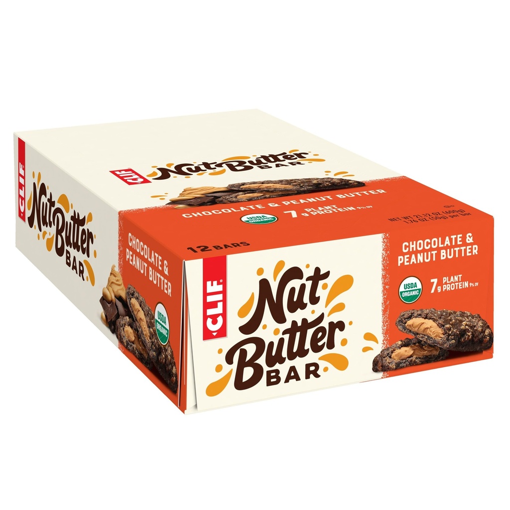 Clif Bar - Nut Butter Bar - Bio Snack Bars - Schokolade Erdnussbutter - Bio - Pflanzenprotein - Non-GMO (1.76 Unze Protein Snack Bars, 12 Count)