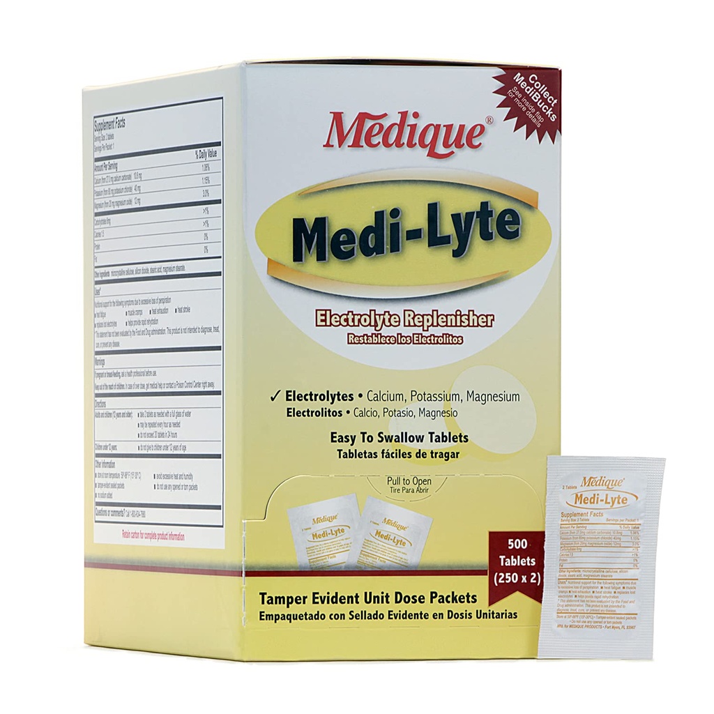 Medique Medi-Lyte Elektrolyt Replenisher, schnelles Relief von Hitze, Stress, Müdigkeit und Muskel-Krumping, Einfache bis Schluck Tabletten, 500 Tabletten (250 x 2)