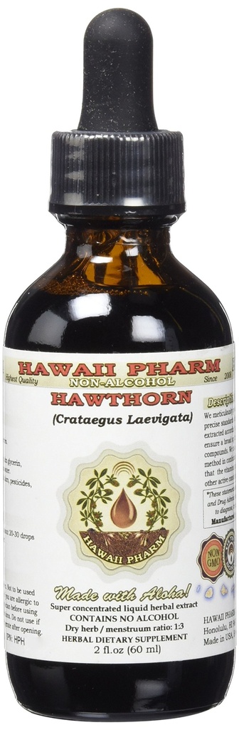 Extrait liquide sans alcool de Hawthorn, Hawthorn biologique (Crataegus Laevigata) Berry séché Glycérite 2 oz