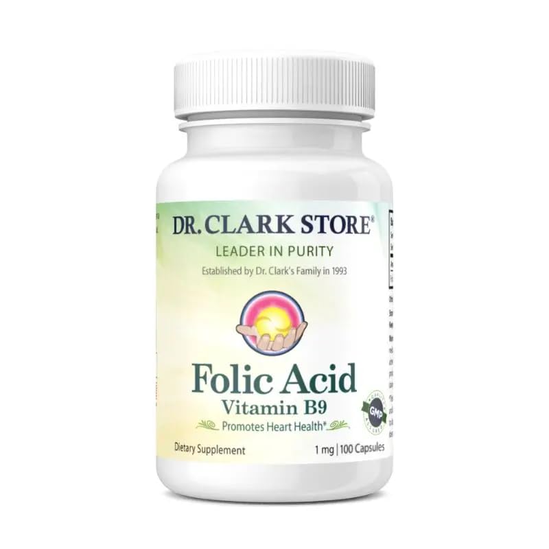 Dr. Clark Folsäure (Vitamin B9) Beilage – 1mg, 100 Gelatinekapseln, essentielles B Vitamin für tägliche Gesundheit