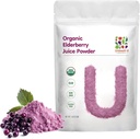 UNLEASH'D ORGANIC Organic Elderberry Juice Powder 16 oz 100% reine natürliche grüne Nahrung, reich an Antioxidantien und Multivitaminen, hohe Antioxidantien-Effekte, Anti-Inflammator