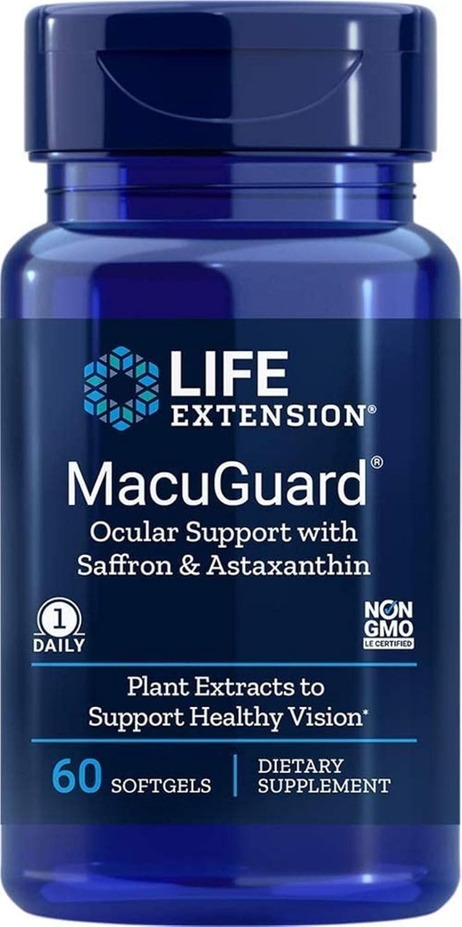 Life Extension Macuguard Ocular Support Plus Astaxanthin, 60 Softgels