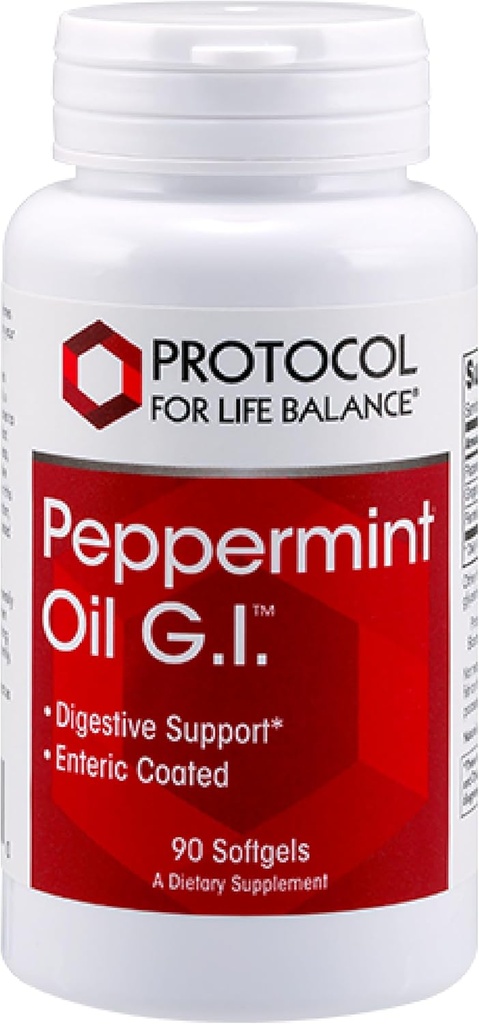 Protokoll Peppermint G.I. - für Verdauungshilfe* - mit Peppermint, Ginger Oil & Fennel Oil - Enteric-Coated - Dairy Free & Halal - 90 Softgels