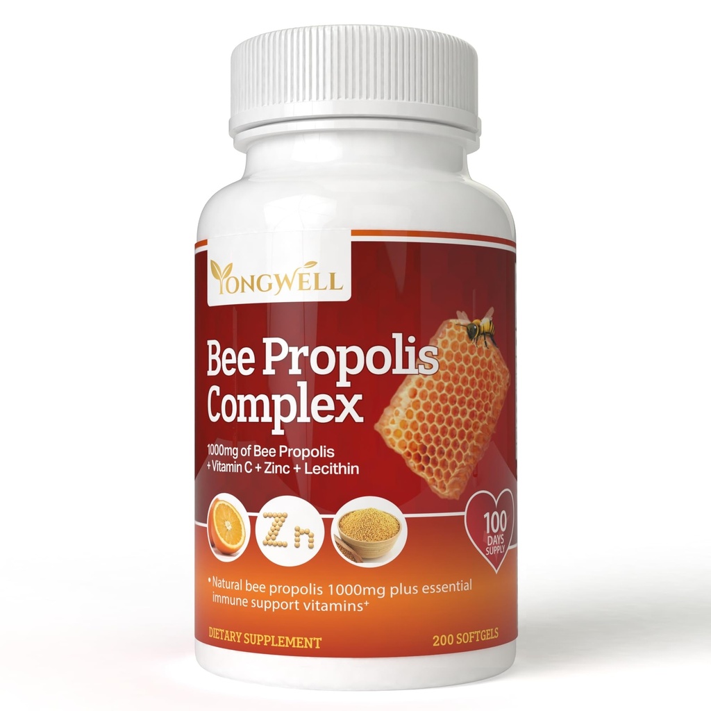 Complexe Super Bee Propolis avec vitamine C, zinc et lécithine (200 capsules)
