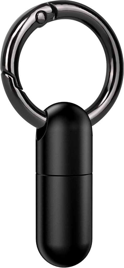 Micro Keychain Pill Holder Titanium Waterproof Mini Pill Container for Emergency Medicine，Travel Purse Pocket (Black)