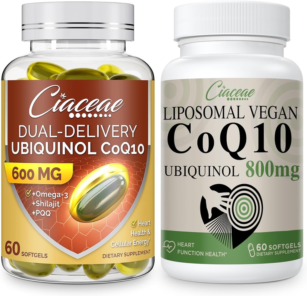 Liposomal CoQ10 800mg 1PCS Bundle mit Ubiquinol CoQ10 600 MG Softgels mit Omega-3 & Shilajit & PQQ 1PCS