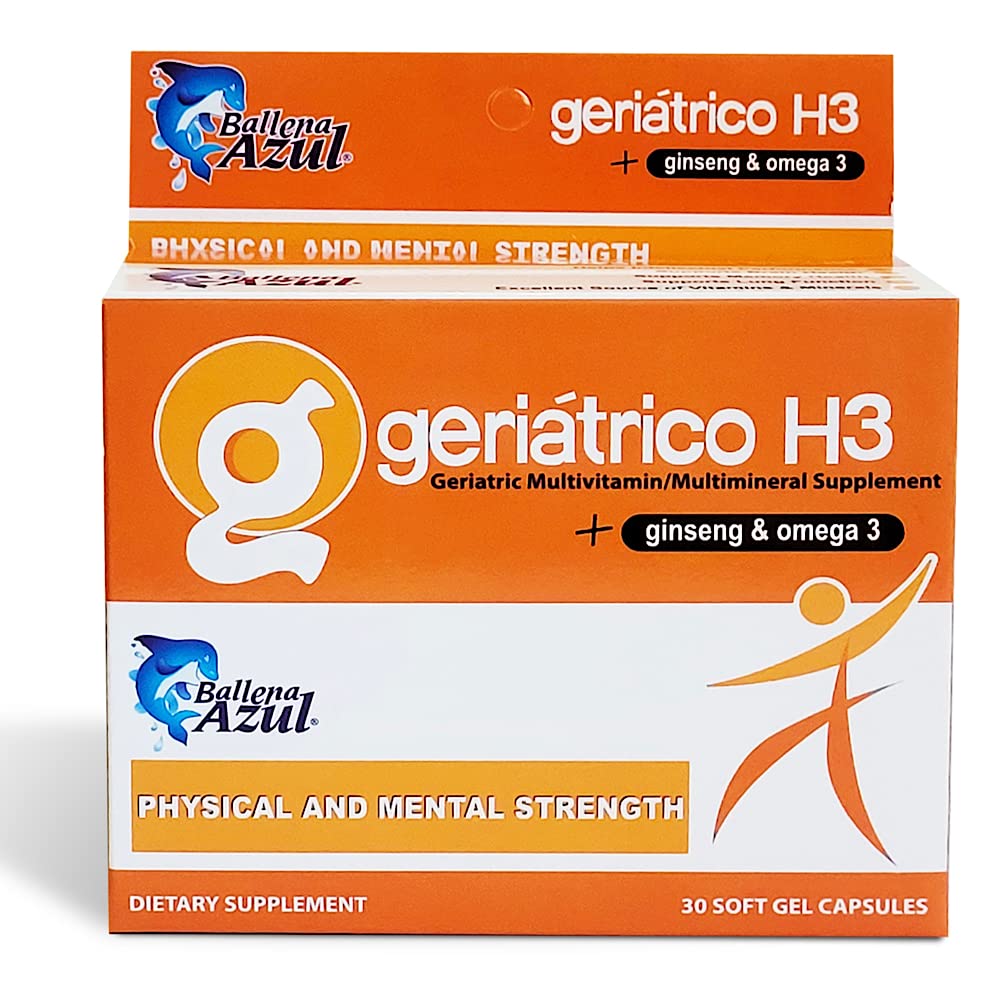Ballena Azul Nahrungsergänzungsmittel, Geriatric Multivitamine, Ginseng und Omega 3
