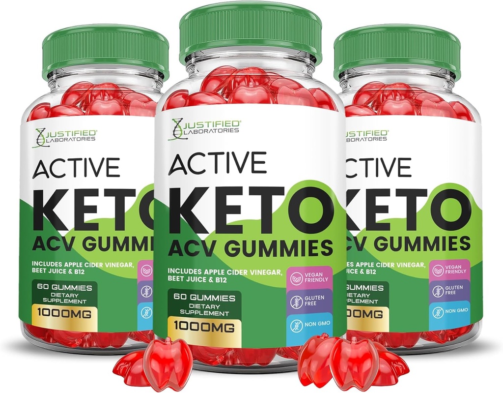 (3 Pack) Active Keto ACV Gummies Advanced Formula 1000MG ActiveKeto Keto Gummies Apfel Apfelessig Formuliert mit Granatapfelfettsaft Pulver B12 Vegan Non GMO 180 Gummys