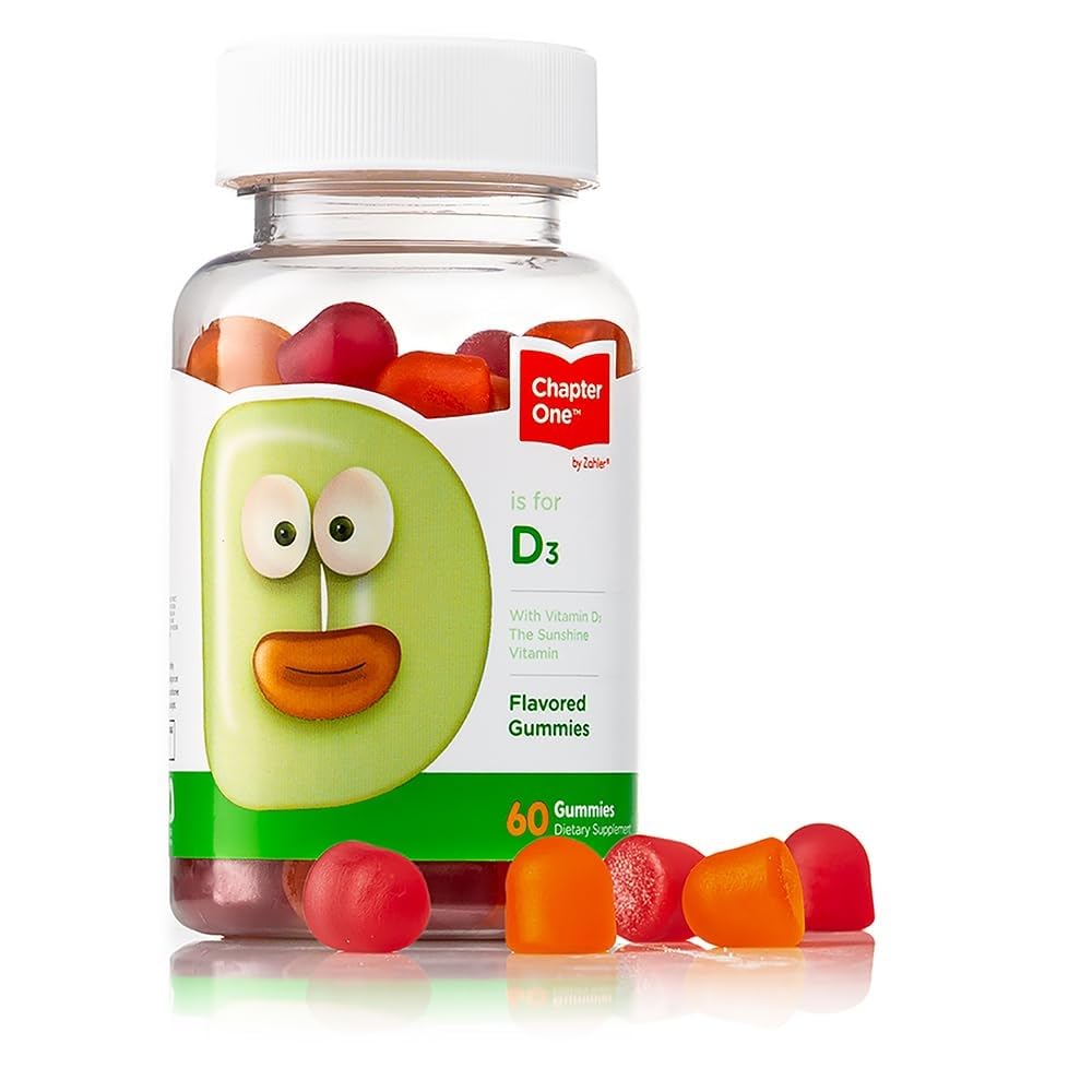 Zahler - Chapitre 1 Vitamine D 3 1000 UI Gommies (60 Gommies aromatisées) - Gommies de vitamine D3 à mâcher pour enfants et adultes - Suppléments VIT D3 - Fabriqués aux États-Unis Gommies de vitamine D