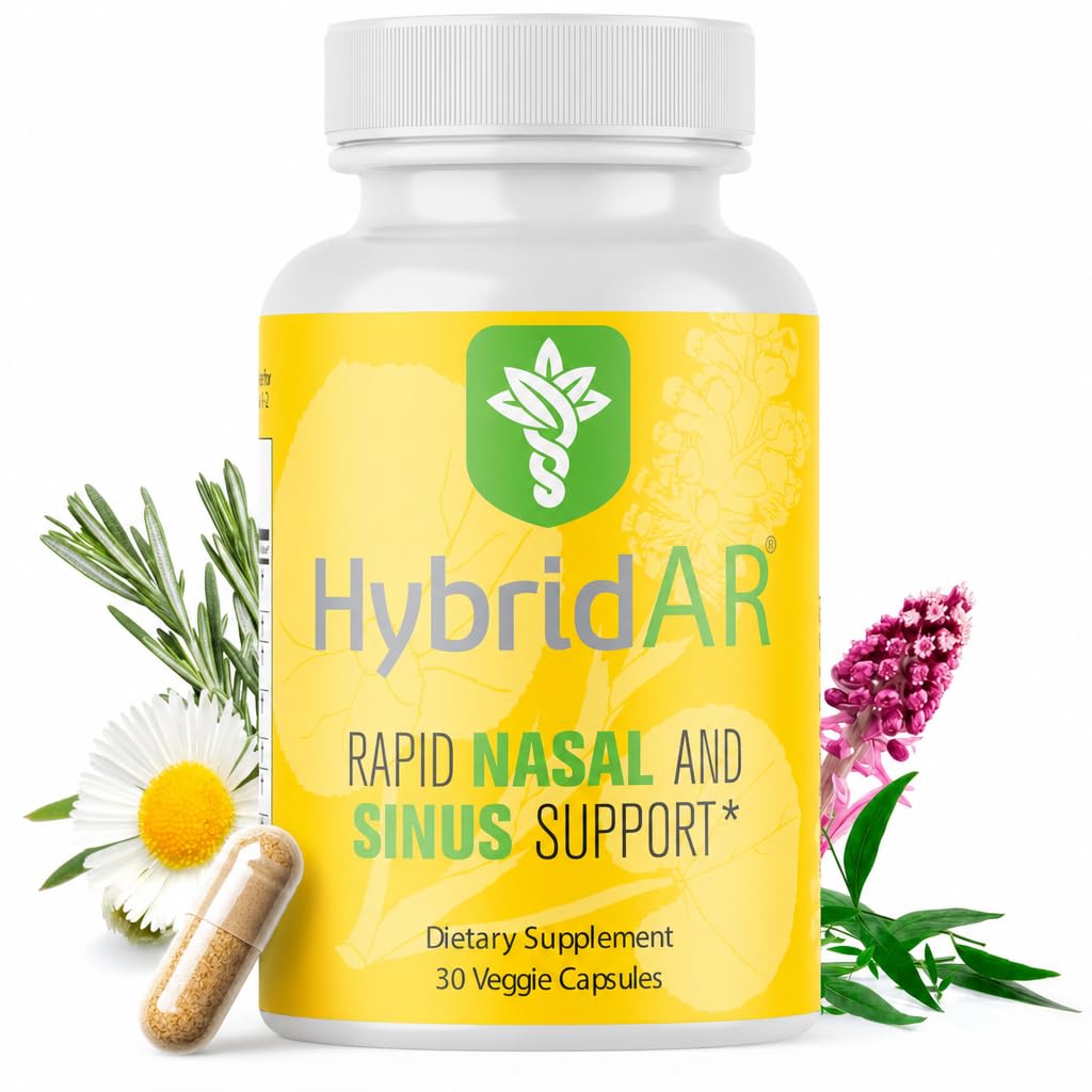 HybridAR Rapid Sinus Relief und Beruhigung – Fast Acting Non-Drowsy Sinus Support and Medicine - Natürliche Dekongestants für Erwachsene mit Antihistamin, Quercetin und Butterbur für Allergien - 30 Kapseln