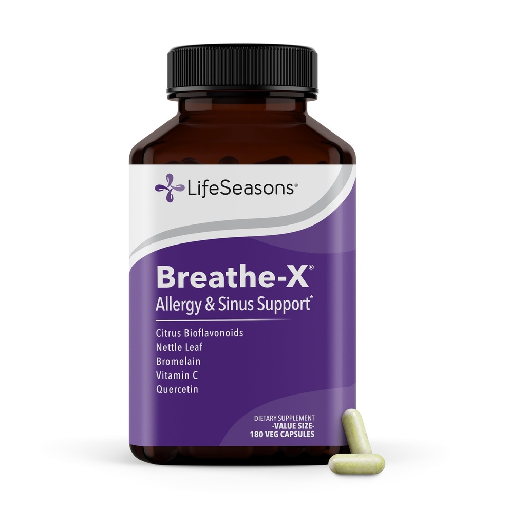Breathe-X - Allergy & Sinus Relief Supplement - Unterstützt Sinuses & Nasal Discomfort - Non-Drowsy & Fast-Acting - Quercetin, Bromelain, Citrus Bioflavonoids, Nettle Leaf & Vitamin C - 180 Kapseln