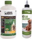 LIQUIDHEALTH Pets K9 Komplettes 8-in-1 Multivitamin für alle Hunde & Welpen & K9 Ear Wash Solutions - Tiergesundheitsergänzungsmittel Bundle für Gelenk- und Immununterstützung, Hundereinigungsbehandlung - Made in USA