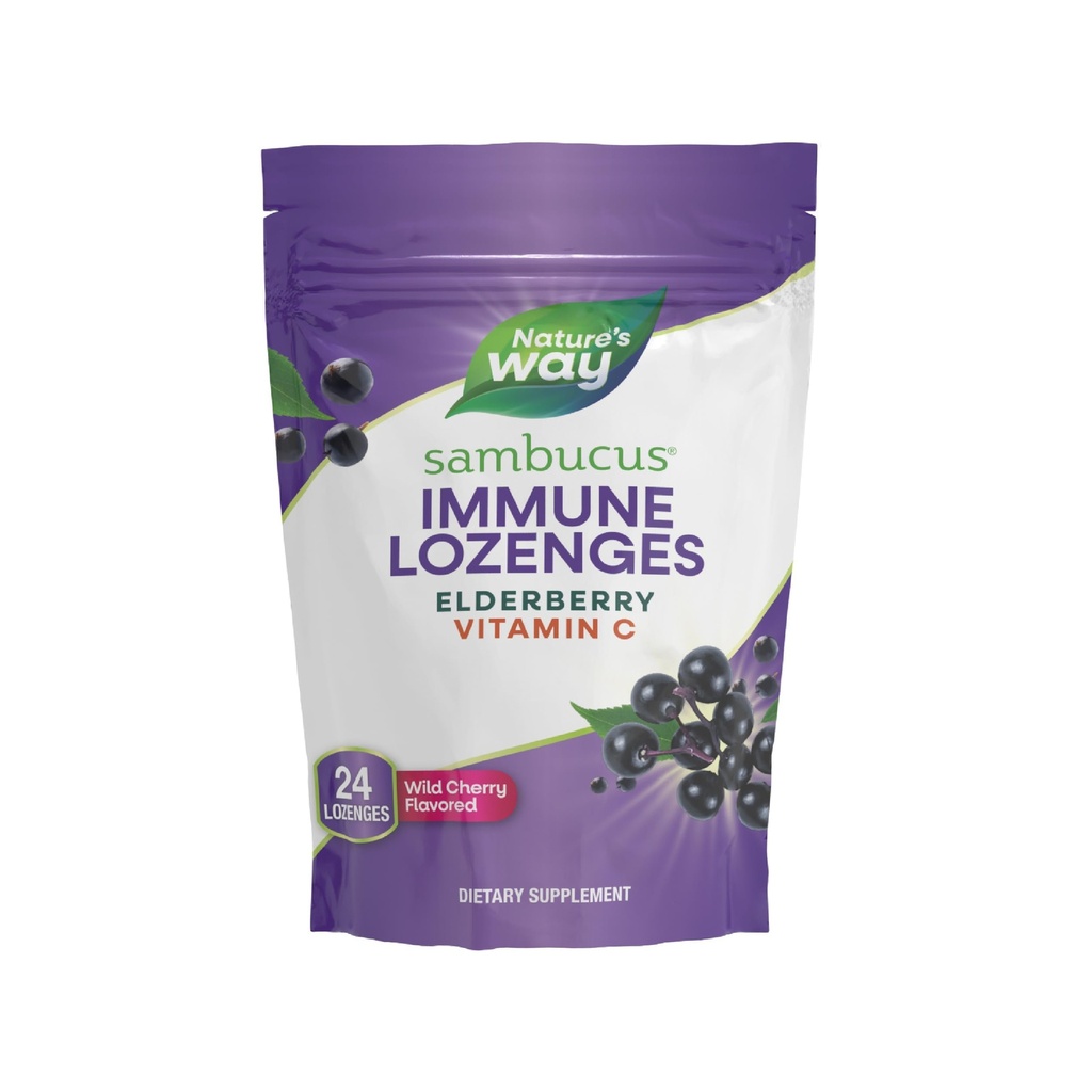 Naturweg Sambucus Immun Lozenges, Hohe Potenz Vitamin C, Elderberry, Wild Cherry Flavored, 24 Lozenges (Packaging Mai Vary)