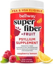 Bellway Super Fiber Powder + Fruit, Sugar Free Organic Psyllium Husk Pulver-Ergänzung für Regularität, Bloating Relief & Digestive Health, Plant-Based, Raspberry Lemon (50 Portionen)