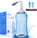 Darate Neti Pot Sinus Rinse Bottle, Nasenreiniger Druck Rinse Nasal Bewässerung für Erwachsene & Kind BPA Kostenlos mit Aufkleber Thermometer (500ML)