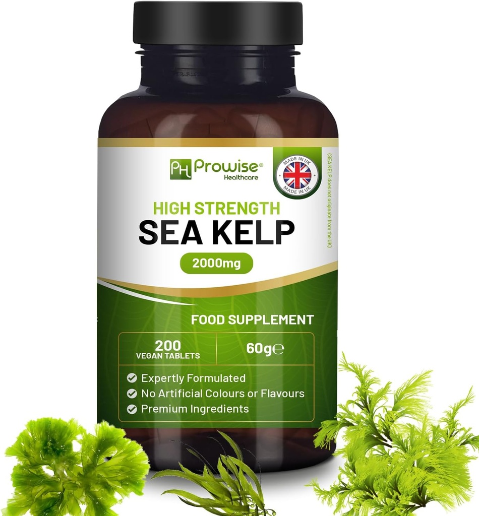 Sea Kelp 2000mg 200 Végétaliens Comprimés Source naturelle d'Iodine