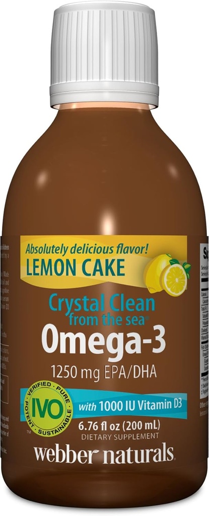 Webber Naturals Crystal Clean aus dem Meer Omega-3 mit Vitamin D3, Zitronenkuchen, 6.67 flüssige Unze