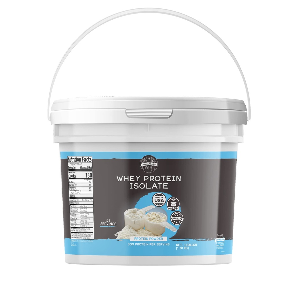 BIRCH & MEADOW 1 Gallon de poudre Isolée de protéines de lactosérum, Supplément d'entraînement, Sans aromatisé