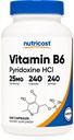 Nutricost Vitamin B6 (Pyridoxin HCl) 25mg, 240 Kapseln - Nicht-GVO, Glutenfrei und vegetarisch Freundlich