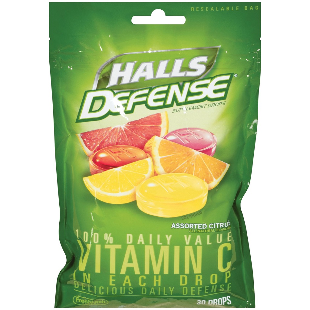 Défense Halls vitamine C, 30-comptes (paquet de 6)