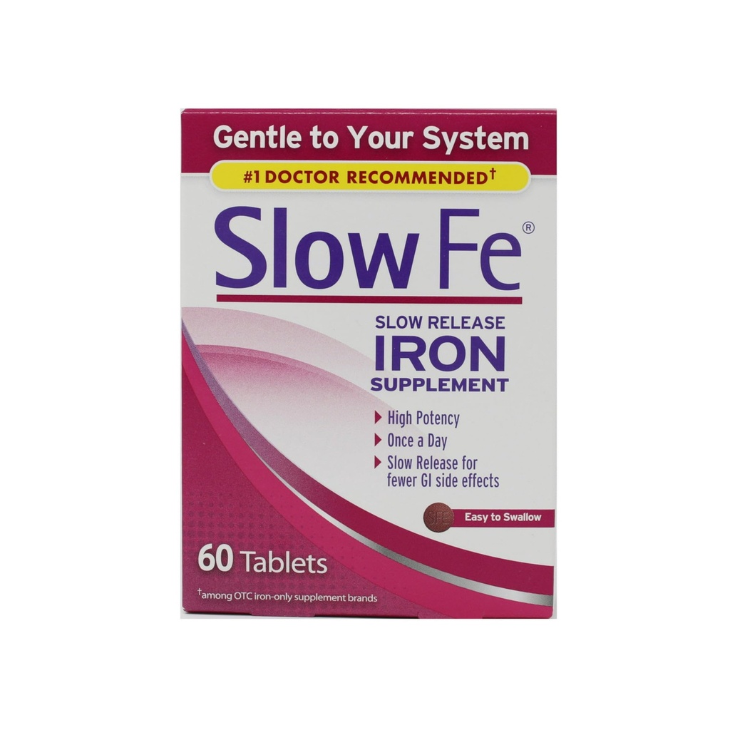 Fe lent, fer à haute puissance 45 mg, libération lente - 60 comprimés - boîte de 3
